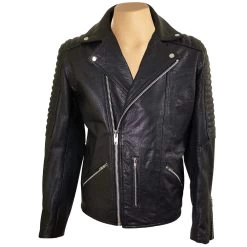 Bubble Textured Biker Style Leather Jacket