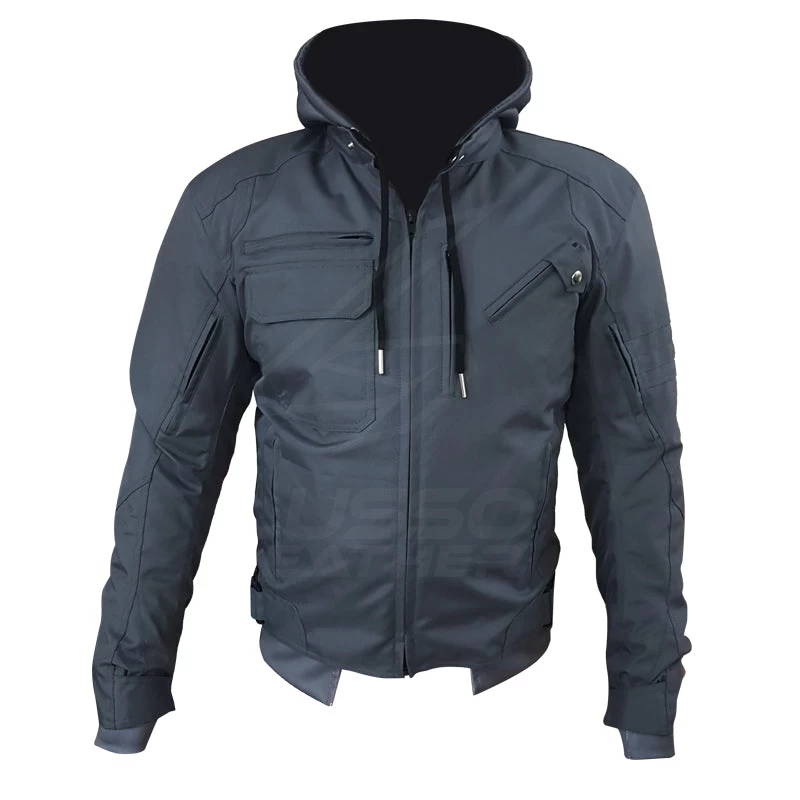 "Grey Utility" Air Ventilation And Hooded Breathable And Waterproof Textile Motorcycle Jacket With Armor Protectors 3 "Grey Utility" Air Ventilation And Hooded Breathable And Waterproof Textile Motorcycle Jacket With Armor Protectors