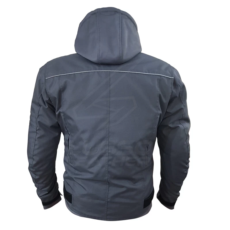"Grey Utility" Air Ventilation And Hooded Breathable And Waterproof Textile Motorcycle Jacket With Armor Protectors 8 "Grey Utility" Air Ventilation And Hooded Breathable And Waterproof Textile Motorcycle Jacket With Armor Protectors - Image 6