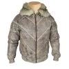 Casper's V-Bomber Style Puffer Winter Leather Jacket With White Fox Fur Collar -Leather Clothing Store Casper sV BomberstylePufferWinterLeatherJacketwithWhiteFoxfurcollar