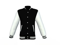 Black Varsity Letterman Jacket With White Sleeves -Leather Clothing Store Collar 1 1b41d0f0 b0f1 4b77 9c5f 084681a7a65d