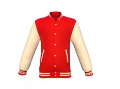 Red Varsity Letterman Jacket With Cream Sleeves -Leather Clothing Store Collar 1 6c2f952a 4ec2 47e3 8db1 6731b20da315
