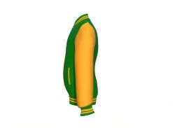 Dark Green Varsity Letterman Jacket With Gold Sleeves -Leather Clothing Store Collar 1 8b8fccd6 6146 4ec7 bcae 547231b1da5c