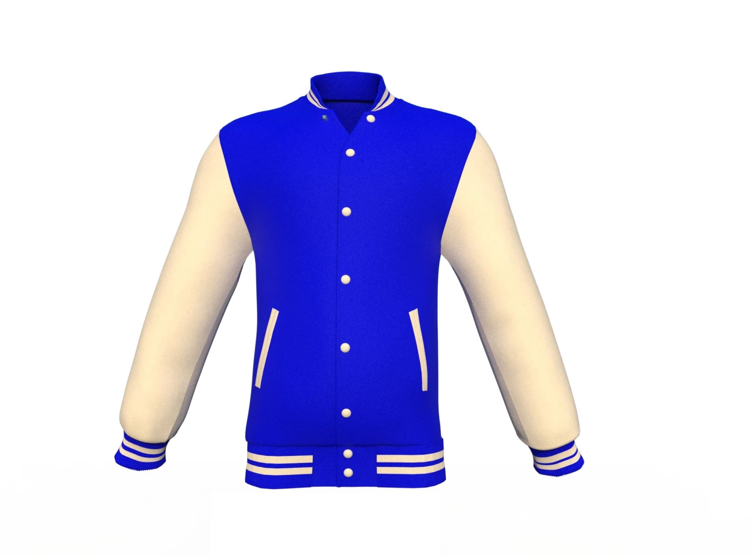 Blue Varsity Letterman Jacket With Cream Sleeves 15 Blue Varsity Letterman Jacket With Cream Sleeves - Image 13