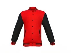 Red Varsity Letterman Jacket With Black Sleeves -Leather Clothing Store Collar 1 b97dc62c 047d 46ec a92f d834d61a668e