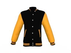 Black Varsity Letterman Jacket With Gold Sleeves -Leather Clothing Store Collar 1 cf2af93a 7daa 4c2f b499 839d9d2acbf1