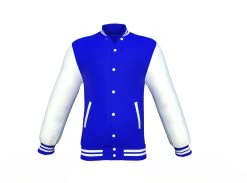 Blue Varsity Letterman Jacket With White Sleeves -Leather Clothing Store Collar 1 d35b1dbe 70d0 4821 b14f 7735e8f8c5b9