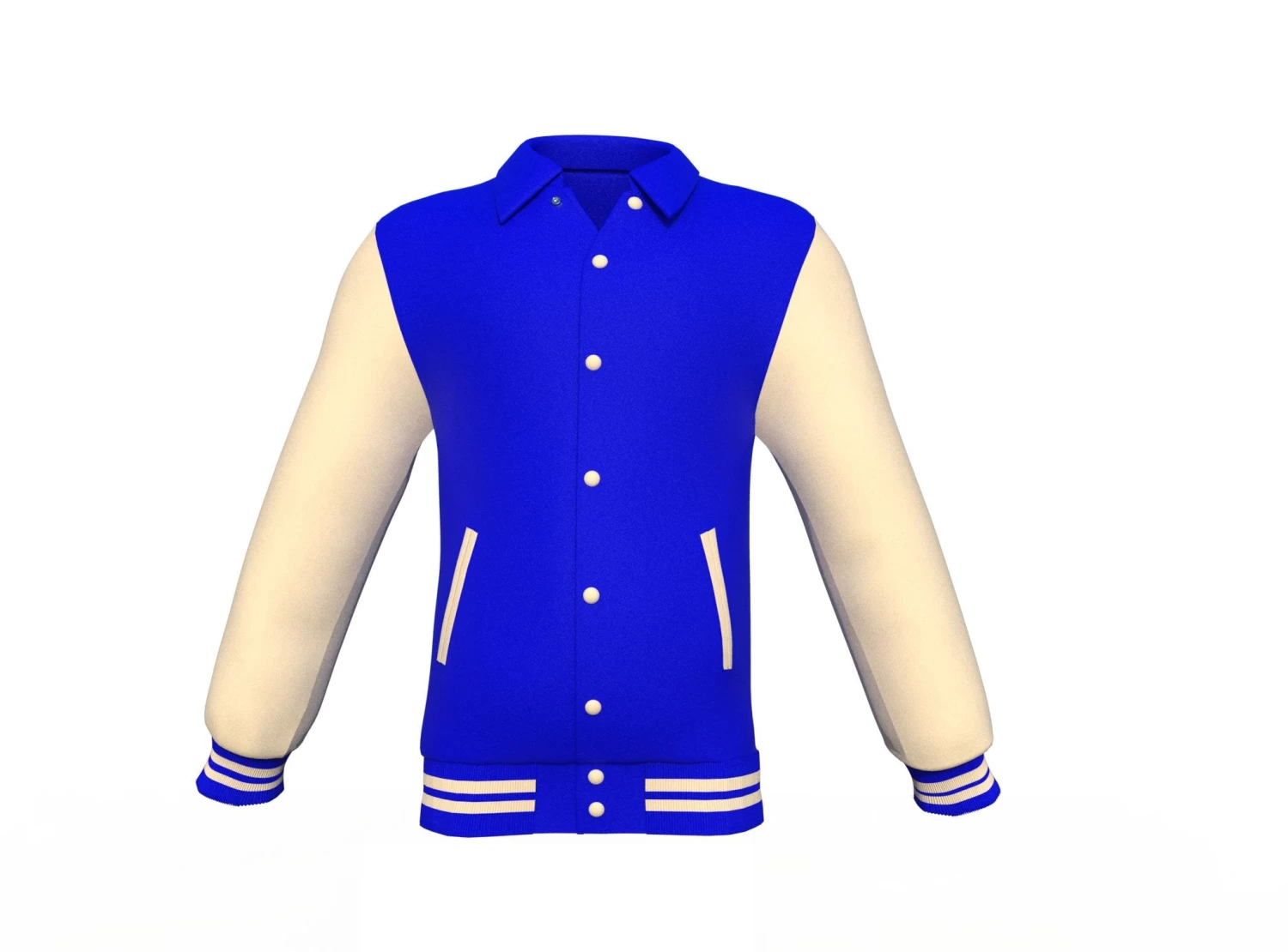 Blue Varsity Letterman Jacket With Cream Sleeves 16 Blue Varsity Letterman Jacket With Cream Sleeves - Image 14