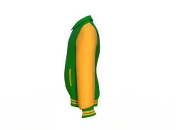 Dark Green Varsity Letterman Jacket With Gold Sleeves -Leather Clothing Store Collar 2 100eab17 0f9f 45d8 81f7 c3451aa0b3c2