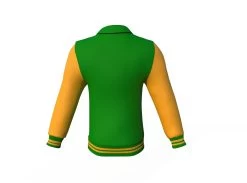 Dark Green Varsity Letterman Jacket With Gold Sleeves -Leather Clothing Store Collar 2 3c423ca3 89e5 4d23 a43d 1328d25c6d83