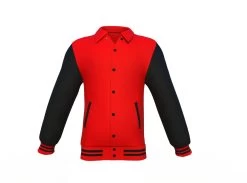 Red Varsity Letterman Jacket With Black Sleeves -Leather Clothing Store Collar 2 8fb7ed42 919d 4054 8fb9 1a593bfa79c3