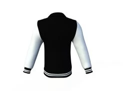 Black Varsity Letterman Jacket With White Sleeves -Leather Clothing Store Collar 2 c66ead20 2199 452f 97c1 888b612715bf