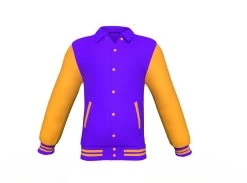 Purple Varsity Letterman Jacket With Gold Sleeves -Leather Clothing Store Collar 2 dbb50aa3 8a91 438f 8a18 0f56d9d2dd5a