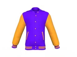 Purple Varsity Letterman Jacket With Gold Sleeves -Leather Clothing Store Collar 3 5b134422 d9e8 4777 8c9e f08b8bc65a9d