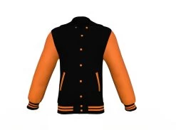 Black Varsity Letterman Jacket With Orange Sleeves -Leather Clothing Store Collar 3 7dfd8be9 ee9a 4ecf a7ce 03f9f76822fa