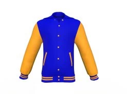 Blue Varsity Letterman Jacket With Gold Sleeves -Leather Clothing Store Collar 3 985dbd09 491f 4241 b0cf a4a42fe3b23a
