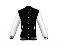 Black Varsity Letterman Jacket With White Sleeves -Leather Clothing Store Collar 3 99114771 a9cf 410f 80ce 05d768dc39ba