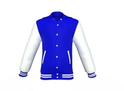 Blue Varsity Letterman Jacket With White Sleeves -Leather Clothing Store Collar 3 adeeb60c a5bd 4946 a31f b3e9af1559e1