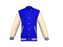 Blue Varsity Letterman Jacket With Cream Sleeves 18 Blue Varsity Letterman Jacket With Cream Sleeves -Leather Clothing Store Collar 3 be230598 d7fb 487b 82b4 bcae8c3e6f18