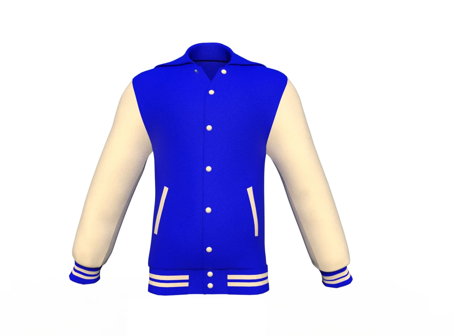 Blue Varsity Letterman Jacket With Cream Sleeves 5 Blue Varsity Letterman Jacket With Cream Sleeves - Image 3