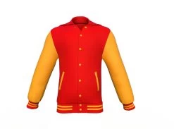 Red Varsity Letterman Jacket With Gold Sleeves 18 Red Varsity Letterman Jacket With Gold Sleeves -Leather Clothing Store Collar 3 d0b0461d dde4 4309 b76b c01f09f5a862