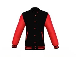 Black Varsity Letterman Jacket With Red Sleeves -Leather Clothing Store Collar 3 d4b7deed eae9 4a10 a443 2630b1a53b6e