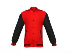 Red Varsity Letterman Jacket With Black Sleeves -Leather Clothing Store Collar 3 d58dbc41 79a8 4885 8a24 32003f642450