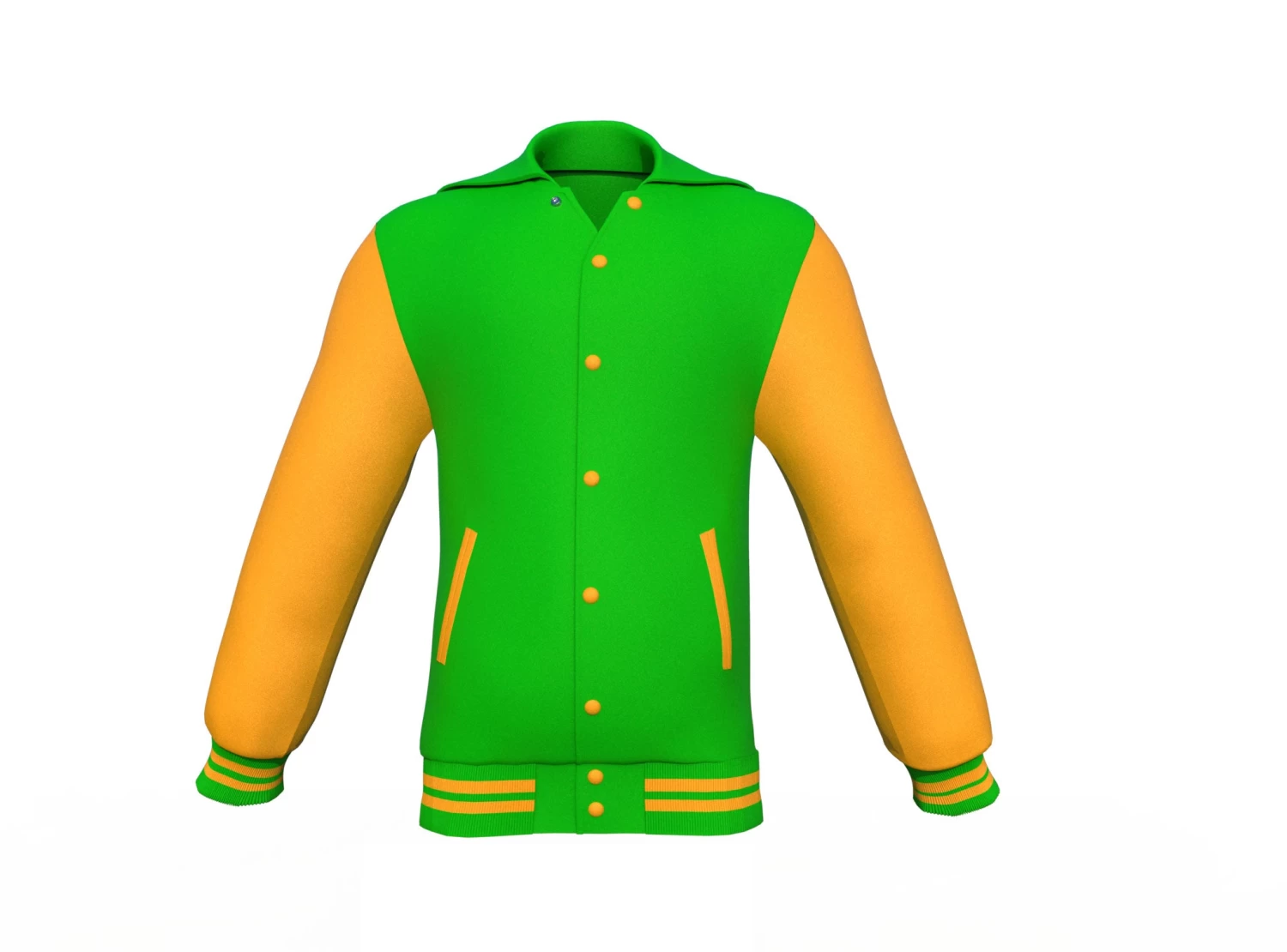 Light Green Varsity Letterman Jacket With Gold Sleeves 5 Light Green Varsity Letterman Jacket With Gold Sleeves - Image 3