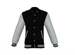 Black Varsity Letterman Jacket With Grey Sleeves 18 Black Varsity Letterman Jacket With Grey Sleeves -Leather Clothing Store Collar 3 ec707d72 4bd9 4977 9259 84c80936d989