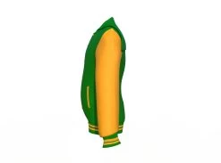 Dark Green Varsity Letterman Jacket With Gold Sleeves -Leather Clothing Store Collar 3 f522c50b 495b 4166 b402 952bd0b384b0