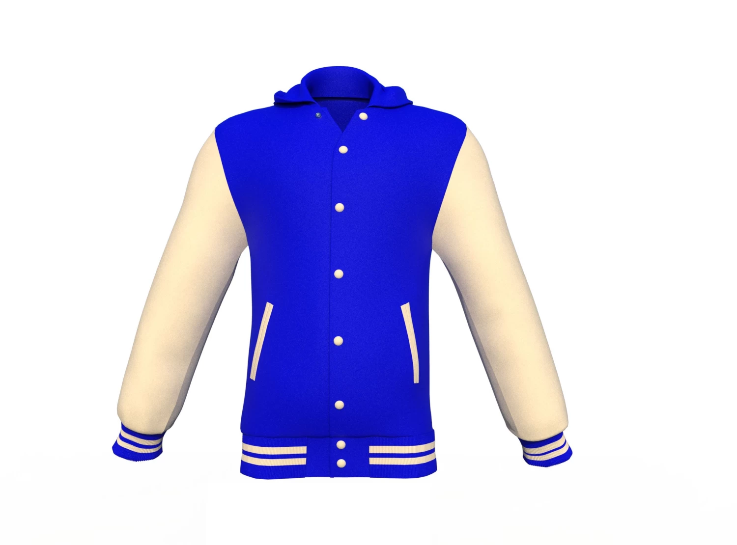 Blue Varsity Letterman Jacket With Cream Sleeves 6 Blue Varsity Letterman Jacket With Cream Sleeves - Image 4