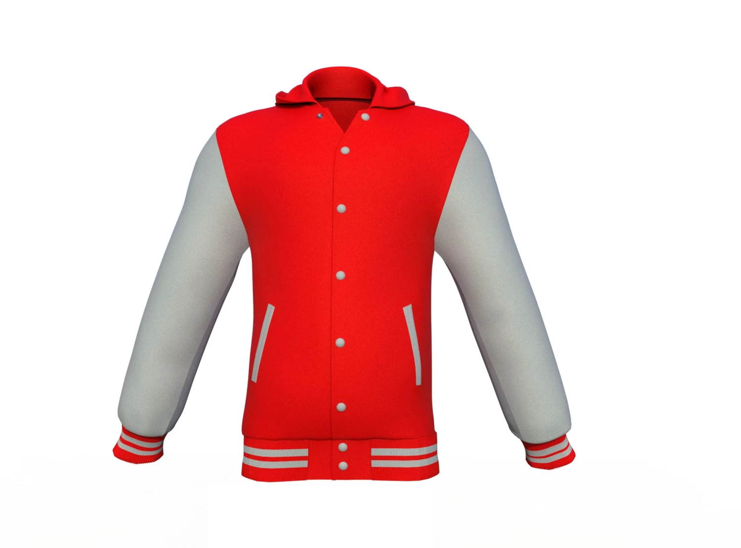 Red Varsity Letterman Jacket With Grey Sleeves 6 Red Varsity Letterman Jacket With Grey Sleeves - Image 4