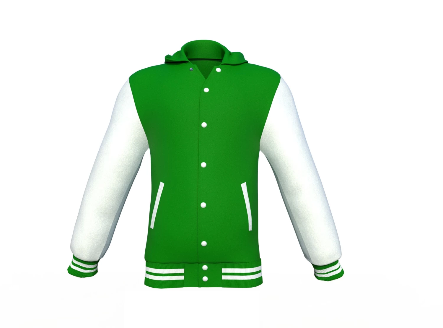 Dark Green Varsity Letterman Jacket With White Sleeves 6 Dark Green Varsity Letterman Jacket With White Sleeves - Image 4