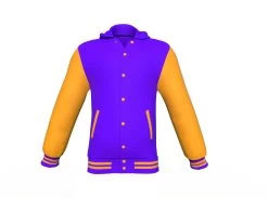 Purple Varsity Letterman Jacket With Gold Sleeves -Leather Clothing Store Collar 4 e63addde 2467 45a2 822a 39d51fb3a6c7