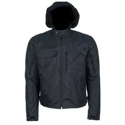 "Black Utility" Air Ventilation And Hooded Breathable And Waterproof Textile Motorcycle Jacket With Armor Protectors