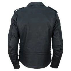 Colin's Matte Leather Biker Jacket With Side Lacing -Leather Clothing Store D1170638ok