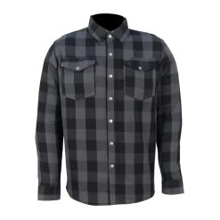 Grey Armored Motorcycle Riding Flannel Shirt