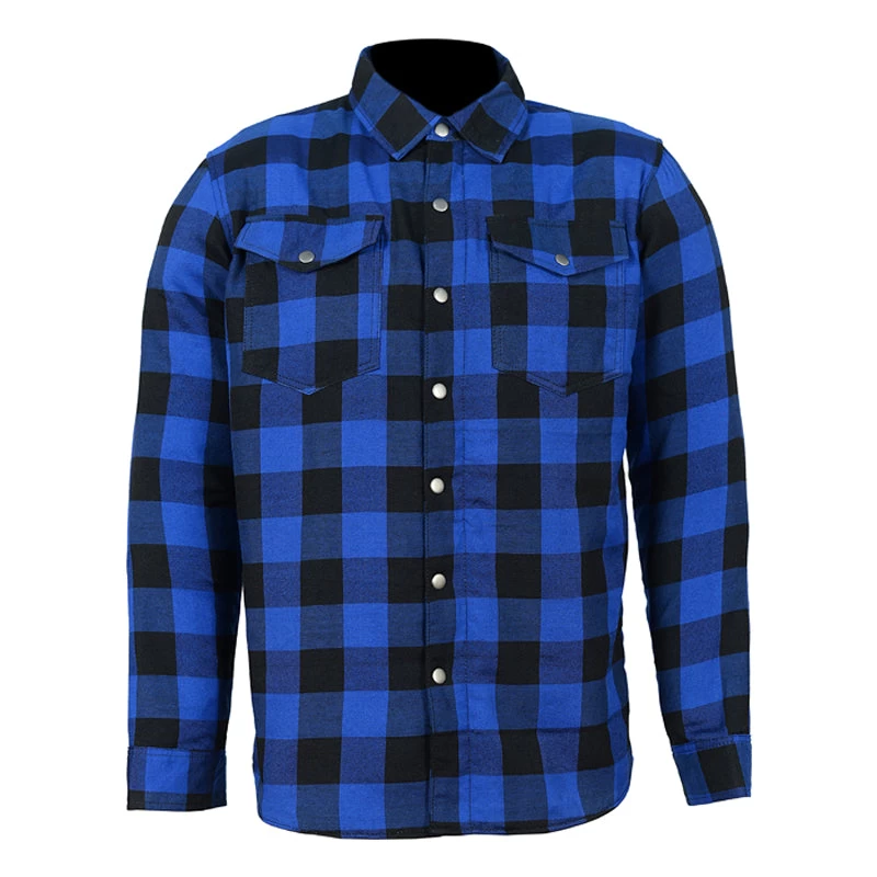Blue Moto Rider Armored Motorcycle Flannel Shirt 3 Blue Moto Rider Armored Motorcycle Flannel Shirt