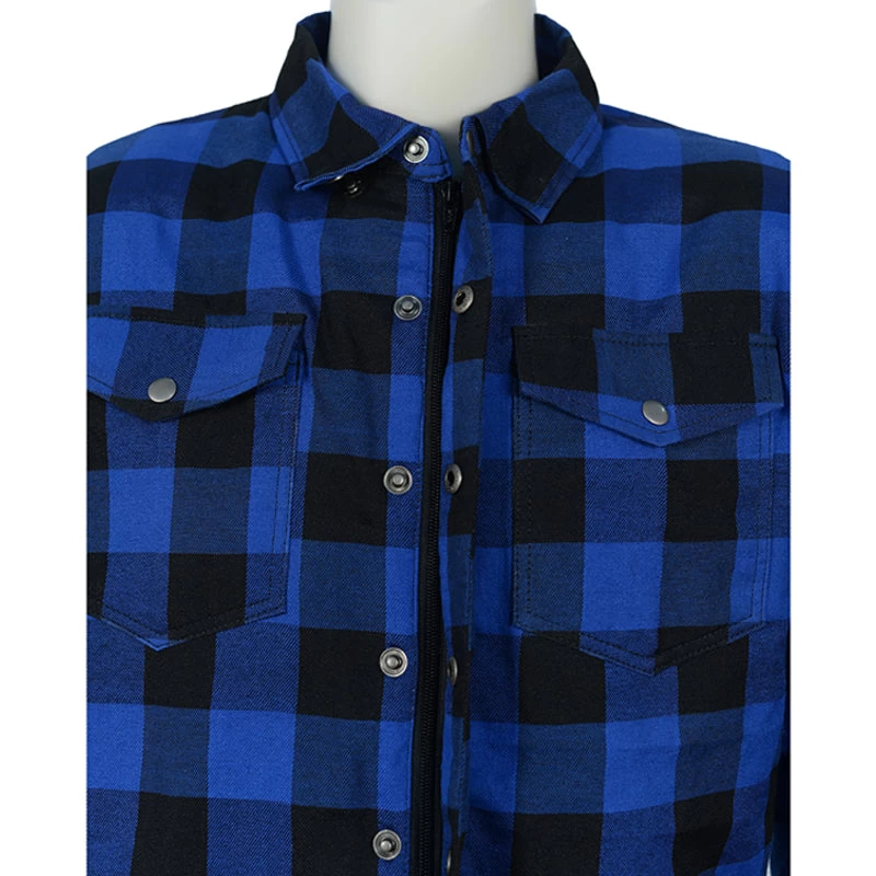 Blue Moto Rider Armored Motorcycle Flannel Shirt 8 Blue Moto Rider Armored Motorcycle Flannel Shirt - Image 6