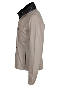 Barnes Bone White Hand Waxed Double Collar Leather Jacket -Leather Clothing Store D968448 ok