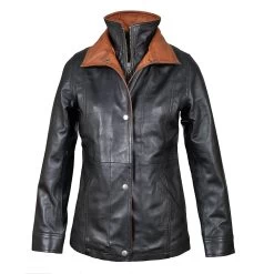Adeline Black Leather Car Coat -Leather Clothing Store D972040 ok