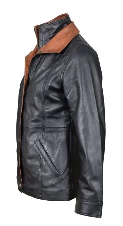 Adeline Black Leather Car Coat -Leather Clothing Store D972041 ok