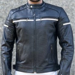 Black Cafe Racer Premium Leather Armored Motorcycle Jacket 13 Black Cafe Racer Premium Leather Armored Motorcycle Jacket -Leather Clothing Store DSC04238