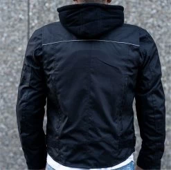 "Black Utility" Air Ventilation And Hooded Breathable And Waterproof Textile Motorcycle Jacket With Armor Protectors 20 "Black Utility" Air Ventilation And Hooded Breathable And Waterproof Textile Motorcycle Jacket With Armor Protectors -Leather Clothing Store DSC04440