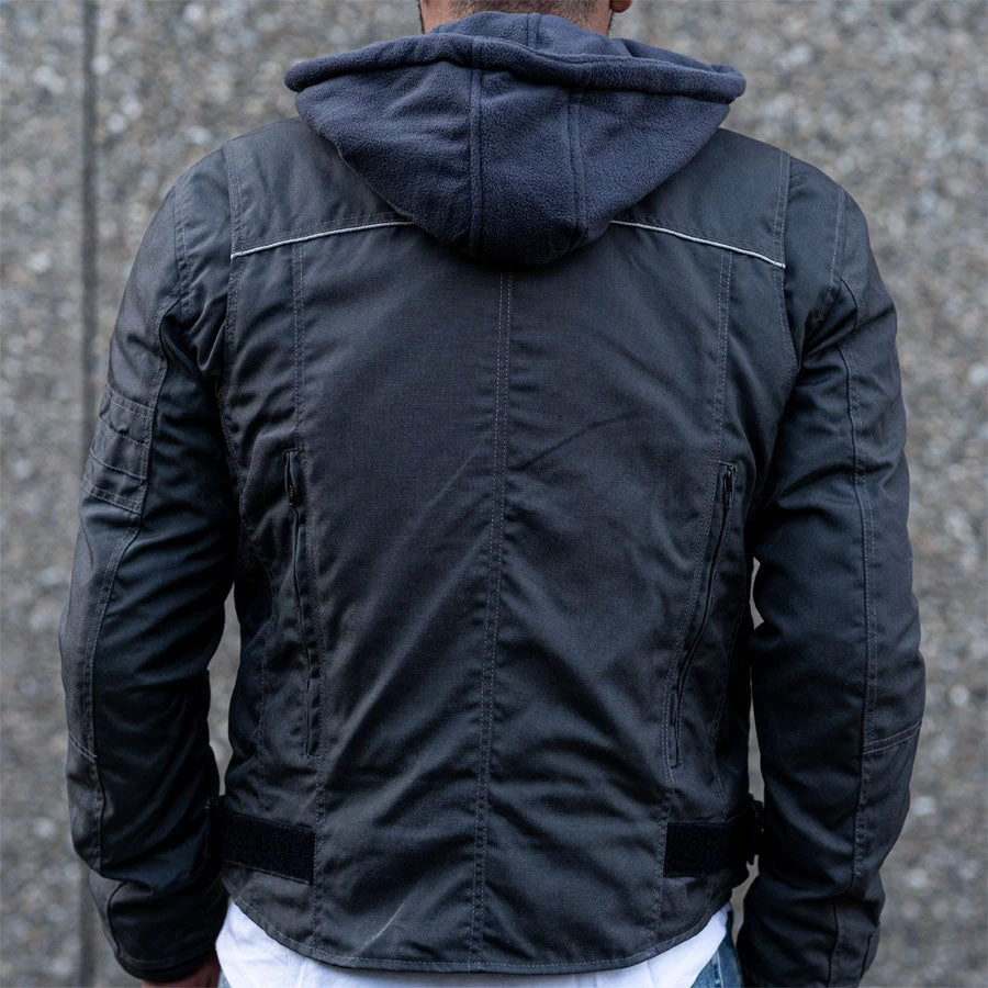 "Grey Utility" Air Ventilation And Hooded Breathable And Waterproof Textile Motorcycle Jacket With Armor Protectors 7 "Grey Utility" Air Ventilation And Hooded Breathable And Waterproof Textile Motorcycle Jacket With Armor Protectors - Image 5