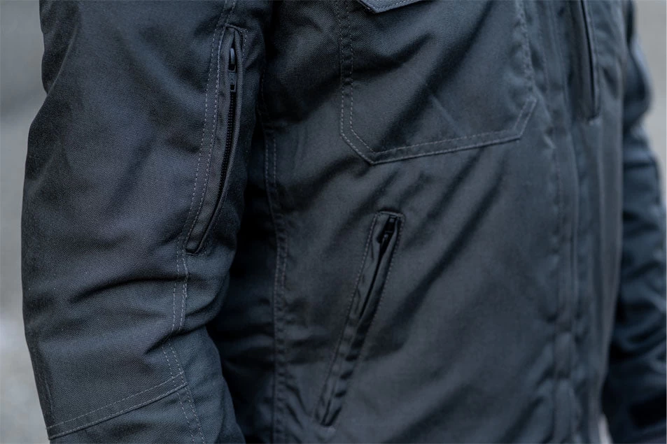 "Grey Utility" Air Ventilation And Hooded Breathable And Waterproof Textile Motorcycle Jacket With Armor Protectors 13 "Grey Utility" Air Ventilation And Hooded Breathable And Waterproof Textile Motorcycle Jacket With Armor Protectors - Image 11