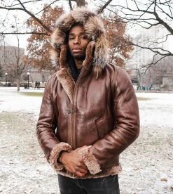 Felix Brown Bomber Jacket With Hoodie 11 Felix Brown Bomber Jacket With Hoodie -Leather Clothing Store DSC08598 Enhanced NR