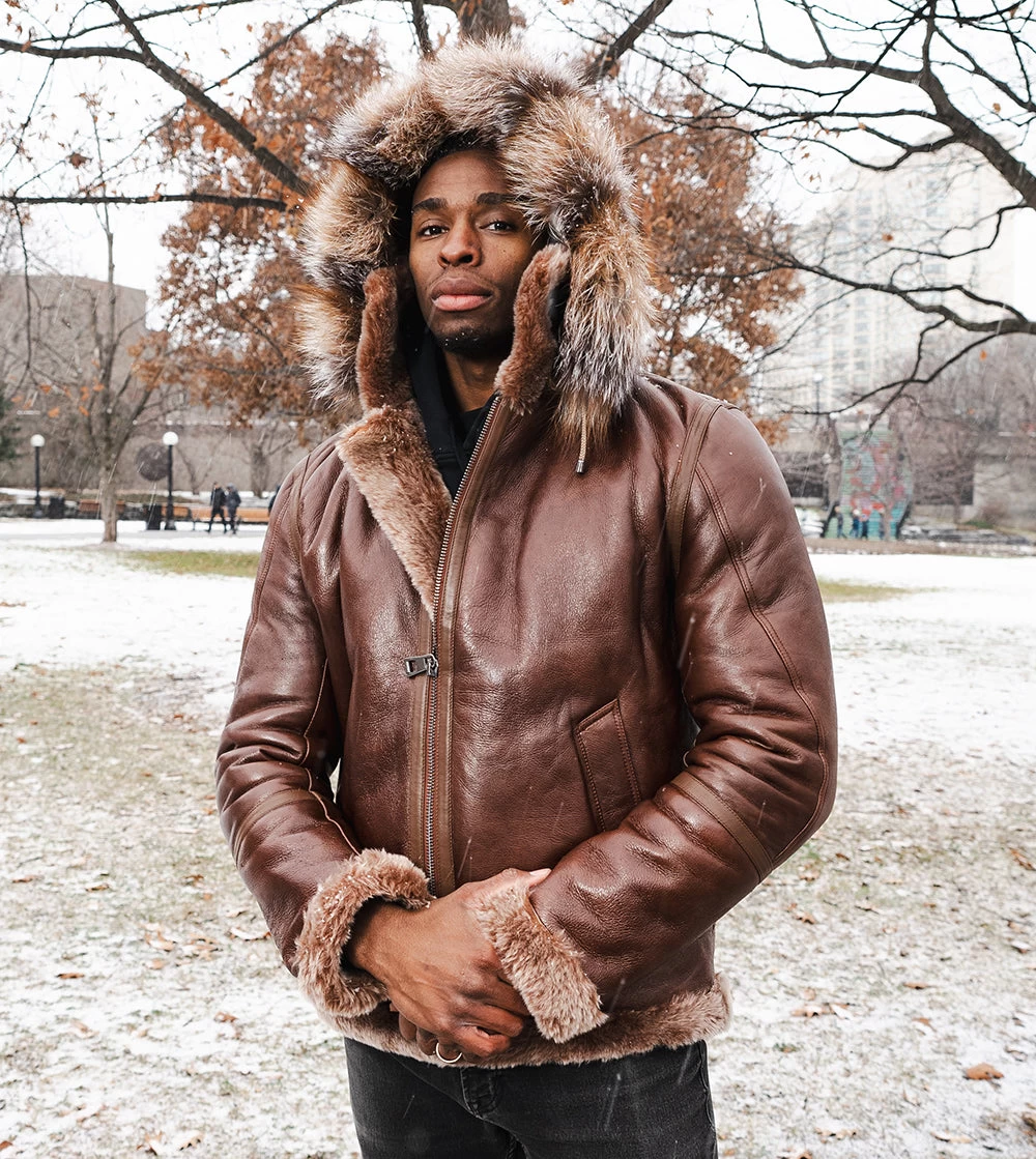 Felix Brown Bomber Jacket With Hoodie 6 Felix Brown Bomber Jacket With Hoodie - Image 4