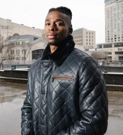 Drew Navy Quilted Sheepskin Shearling Coat 14 Drew Navy Quilted Sheepskin Shearling Coat -Leather Clothing Store DSC08646