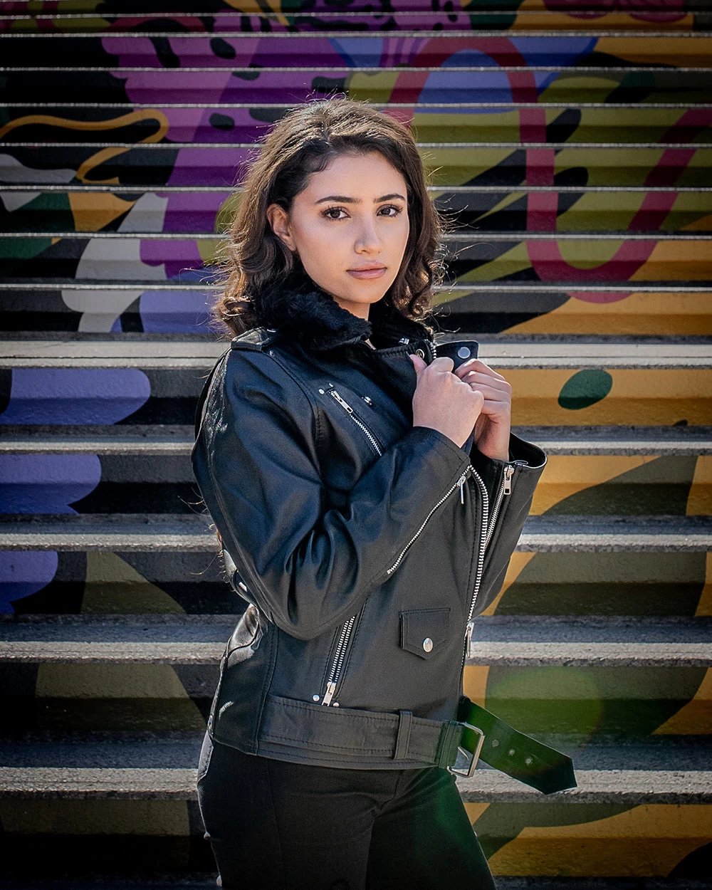 Eira’s Biker Style Leather Jacket With Fur Collar 4 Eira’s Biker Style Leather Jacket With Fur Collar - Image 2